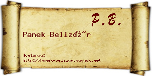Panek Belizár névjegykártya